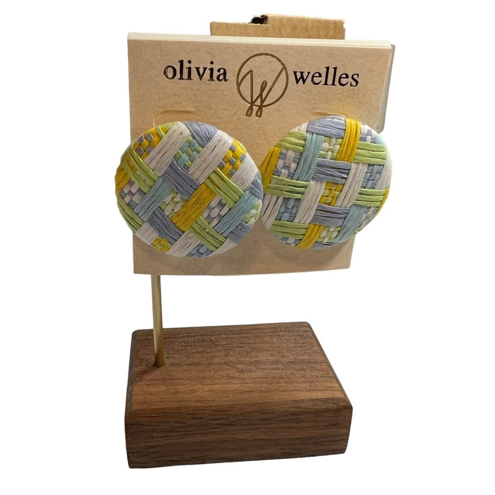 Olivia Welles Large‎ Round Woven Button Post Earrings New